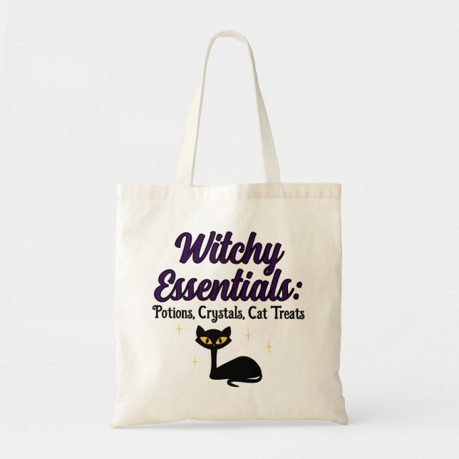 Bolsa Tote Essenciais de Bruxa, Gato Preto (Frente)