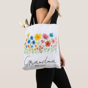 Bolsa Tote Est Personalizado. Ano - Vovó Wildflower