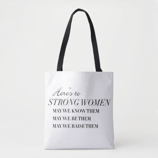 Bolsa Tote Está aqui à sacola forte das mulheres (Frente)