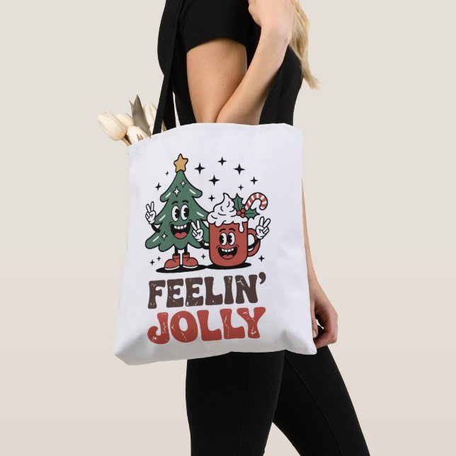 Bolsa Tote Esta É A Época De Natal Árvore Santa Café (Close Up)