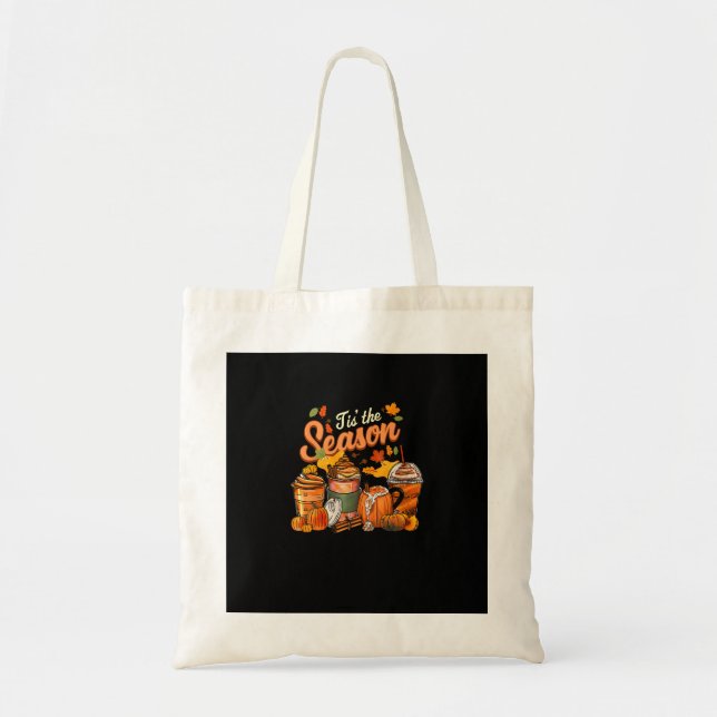 Bolsa Tote Esta É A Época Pumpkin Leaf Latte Fall Graças (Frente)