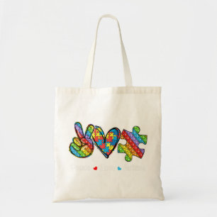 Bolsa Tote Esta tenda com a mão da paz, forma cardíaca e po