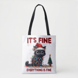 Bolsa Tote "Está tudo bem, está tudo bem!" Gato de Natal