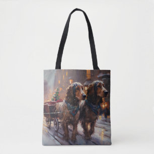 Bolsa Tote Estação Festiva de Natal Inglês Cocker Spaniel