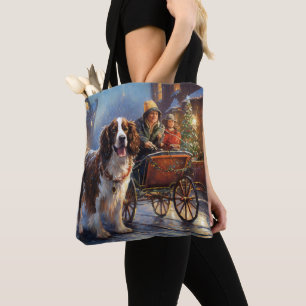 Bolsa Tote Estação Festiva de Natal Inglês Springer Spaniel