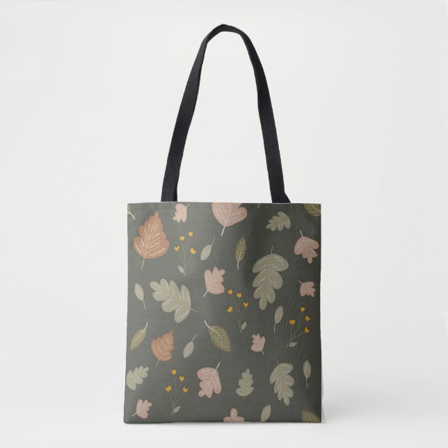 Bolsa Tote Estação Outonal com Folhas e Plantas  (Frente)