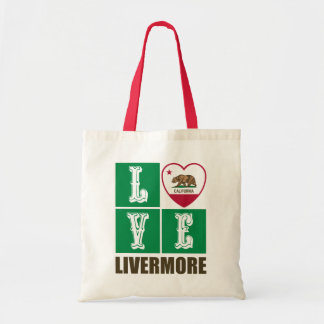 Bolsa Tote Estado da Califórnia Flag Heart Livermore