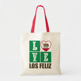 Bolsa Tote Estado da Califórnia Flag Heart Los Feliz