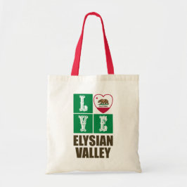 Bolsa Tote Estado da Califórnia Flag Heart Love Elysian Valle