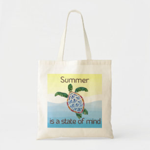 Bolsa Tote "Estado de Espírito de Verão" Tartaruga Marinha Aq