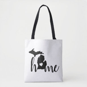 Bolsa Tote Estado de Michigan Black Silhouette "Home"