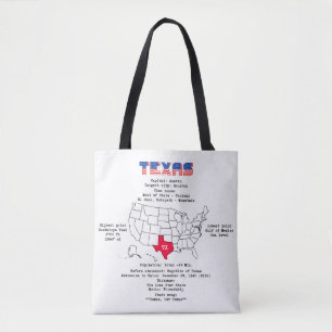 Bolsa Tote Estado do Texas americano em um mapa e informações