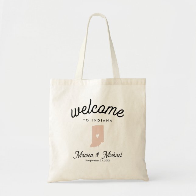 Bolsa Tote Estado Indiana Destino Casando qualquer COR (Frente)