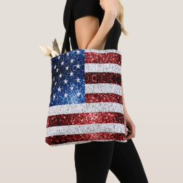 Bolsa Tote Estados Unidos: bandeira azul-vermelho brilha