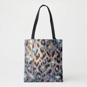 Bolsa Tote Estampa de Leopardo Girly Posh Opal