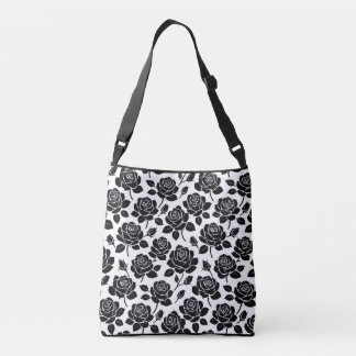 Bolsa tote estampa floral rosa preta