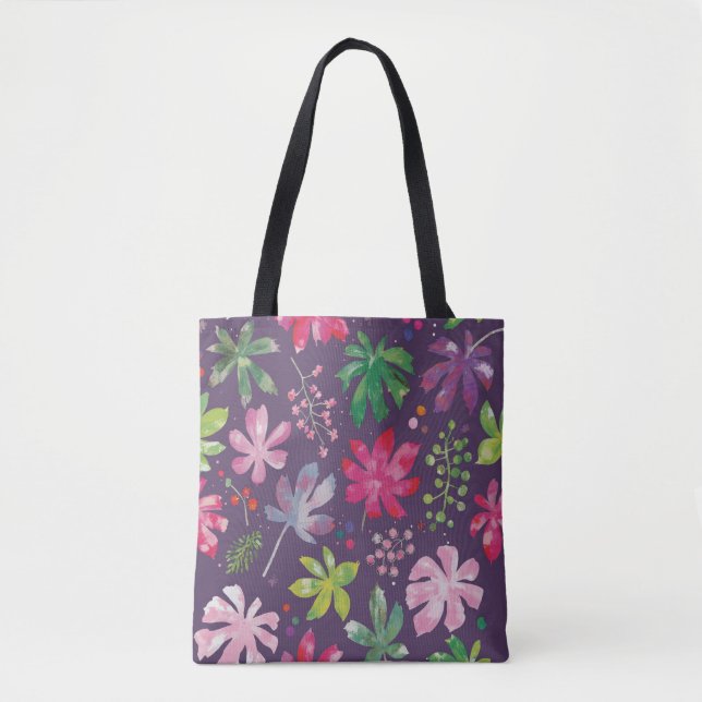 Bolsa Tote Estampa Floral Roxa Intensa (Frente)