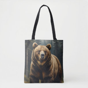 Bolsa Tote Estampa Total de Urso Pardo
