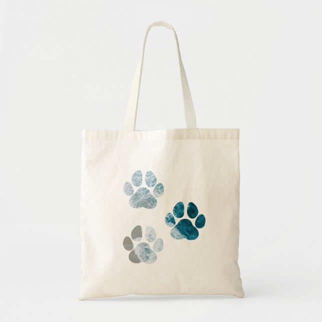 Bolsa Tote Estampas de pata de cão - Ondas de praia e areia (Frente)