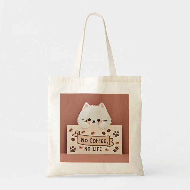 Bolsa Tote Estampas de pata de gato e feijão-de-café (Frente)