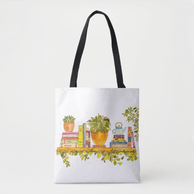 Bolsa Tote Estante de Favoritos de Aquarela Colorida (Frente)
