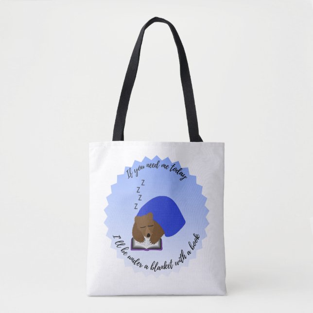 Bolsa Tote Estarei debaixo de um cobertor com um livro (Frente)