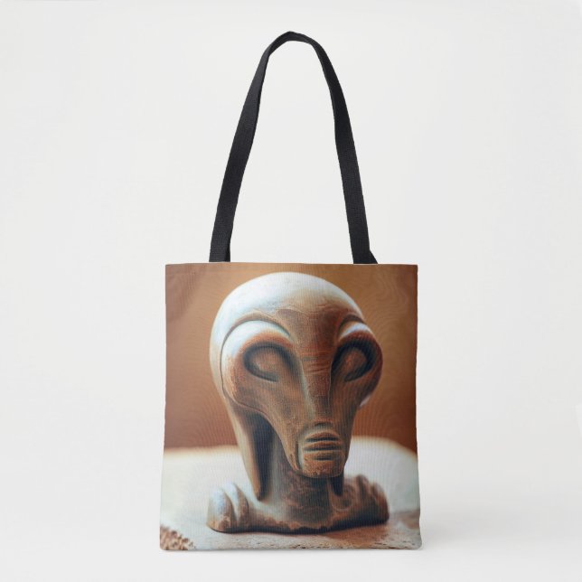 Bolsa Tote Estátua da Alienígena antiga (Frente)
