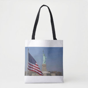 Bolsa Tote Estátua da Liberdade e Bandeira Americana Patrióti