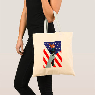 Bolsa Tote Estátua da Tocha da Liberdade com Bandeira America