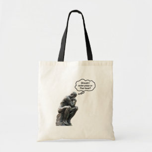 Bolsa Tote Estátua engraçada do Pensador de Rodin - Pizza ou 