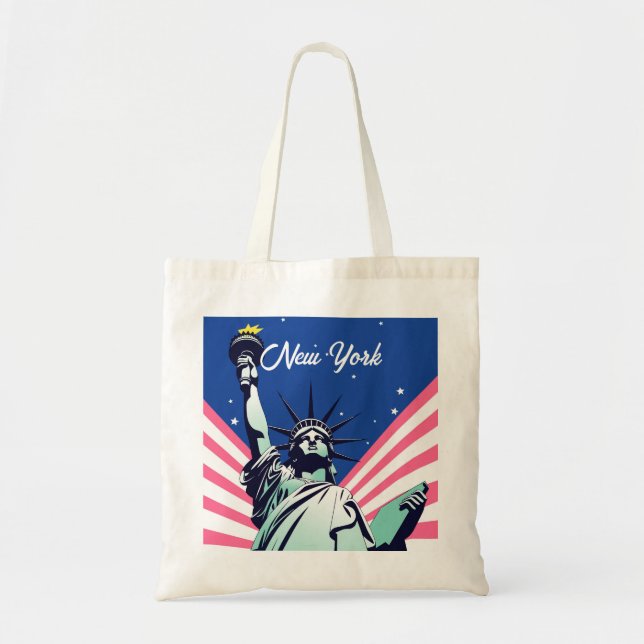 Bolsa Tote Estátua Vibrante dos EUA da Liberdade Nova Iorque  (Frente)