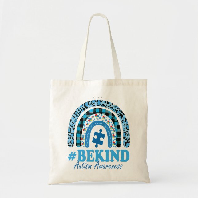 Bolsa Tote Este Impressão de Leopardo Arco-Íris Seja gentil e (Frente)