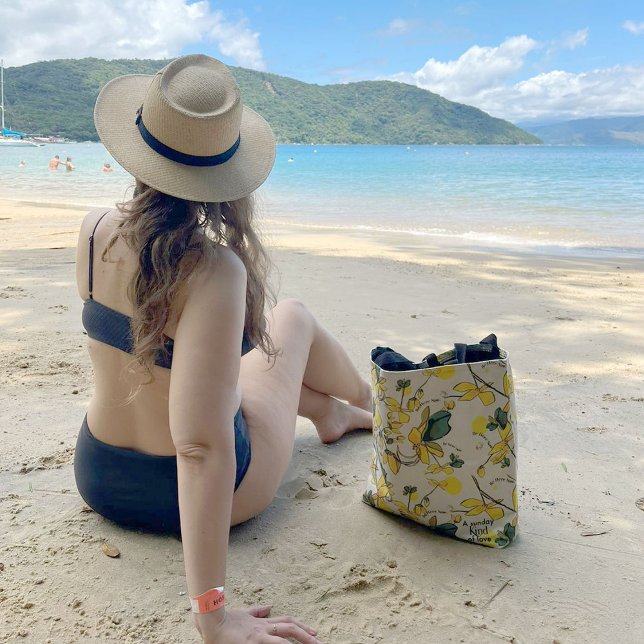 Bolsa Tote Esteja aqui agora, um saco amarelo brilhante (Criador carregado)