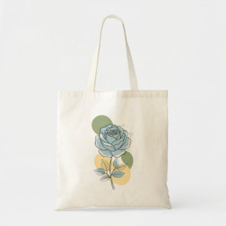 Bolsa Tote Estética Botânica Moderna - Arte Linear de Rosa Az