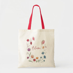 Bolsa Tote Estética Botânica Pastel Suave Floral Bloom