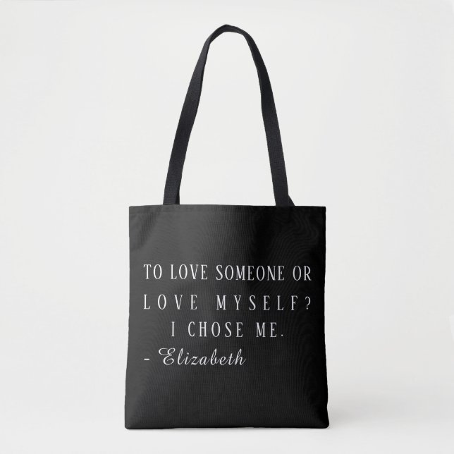 Bolsa Tote Estética com Citação Personalizada de A (Frente)