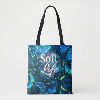 Bolsa Tote estética de borboleta azul inspiração soft-life ci