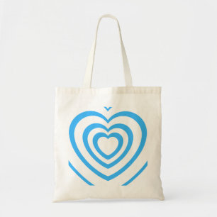 Bolsa Tote Estética de Coração Azul e Branco em Camadas