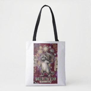 Bolsa Tote Estética de Guaxinim Fera e Bonita Vintage Retro