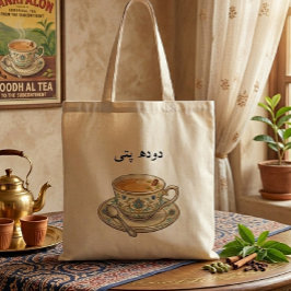Bolsa Tote Estética Desi Vintage Amante de Chá Urdu Paquistan