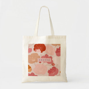 Bolsa Tote Estética Floral Retro Quente Pastel Personalizada