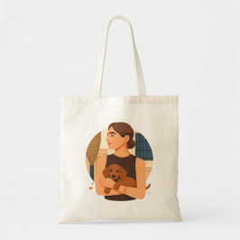 Bolsa Tote Estética Moderna de Mãe de Cachorro com Cachorrinh
