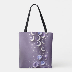 Bolsa Tote Estética Sonhadora e Tranquila da Lua Lavanda