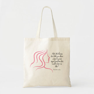 Bolsa Tote Esther 4:14 Versículo da Escritura Silhueta Rosa 