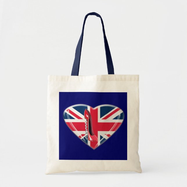 Bolsa Tote Estilete vermelho do Corkscrew e coração de 3D (Frente)