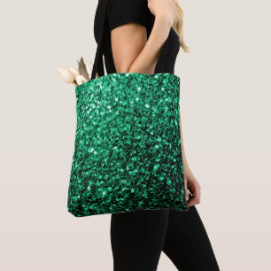 Bolsa Tote Estilhador de brilho verde-esmeralda