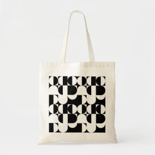 Bolsa Tote Estilo Bauhaus Preto E Retro Geométrico Branco