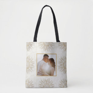 Bolsa Tote Estilo boho orgânico rajada de sol mandala dourado