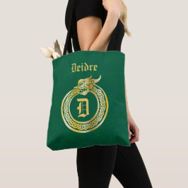 Bolsa Tote Estilo Celta Monograma Personalizado Dourado Tonel