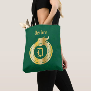 Bolsa Tote Estilo Celta Monograma Personalizado Dourado Tonel